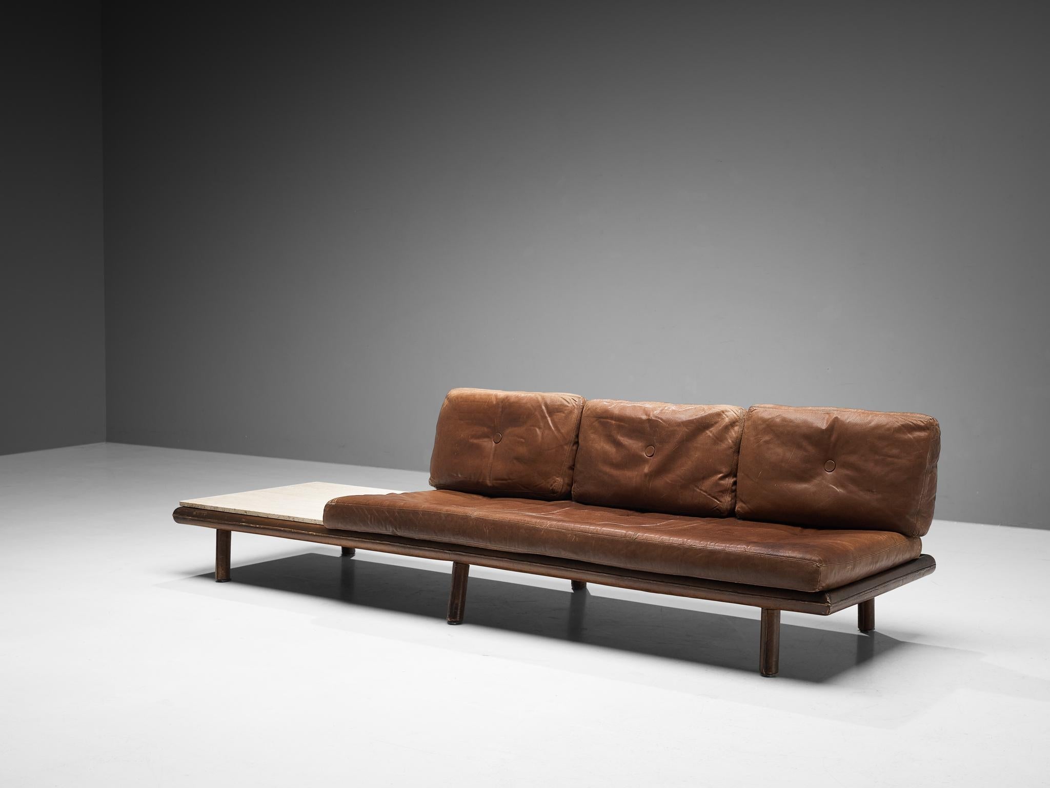 Franz Köttgen for Kill International Daybed Sofa in Leather and Travertine