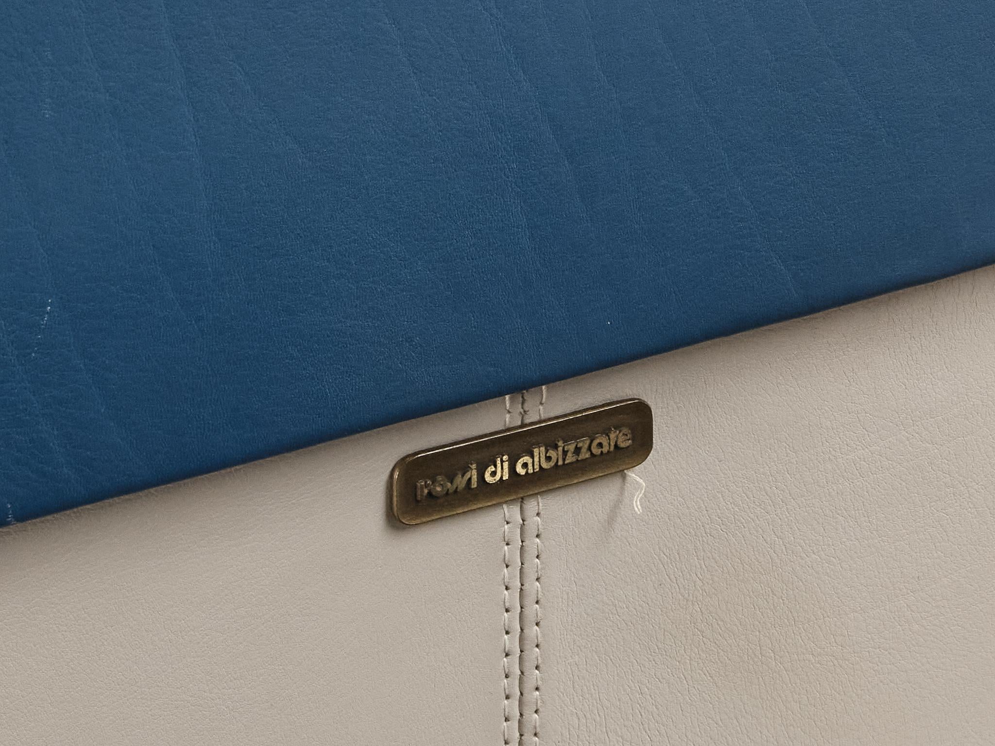 Rare Carlo Bartoli for Rossi di Albizzate 'Bogo' Sofa in Blue Grey Leather