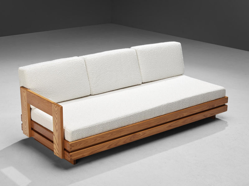 Maison Regain Daybed or Sofa in White Upholstery and Elm