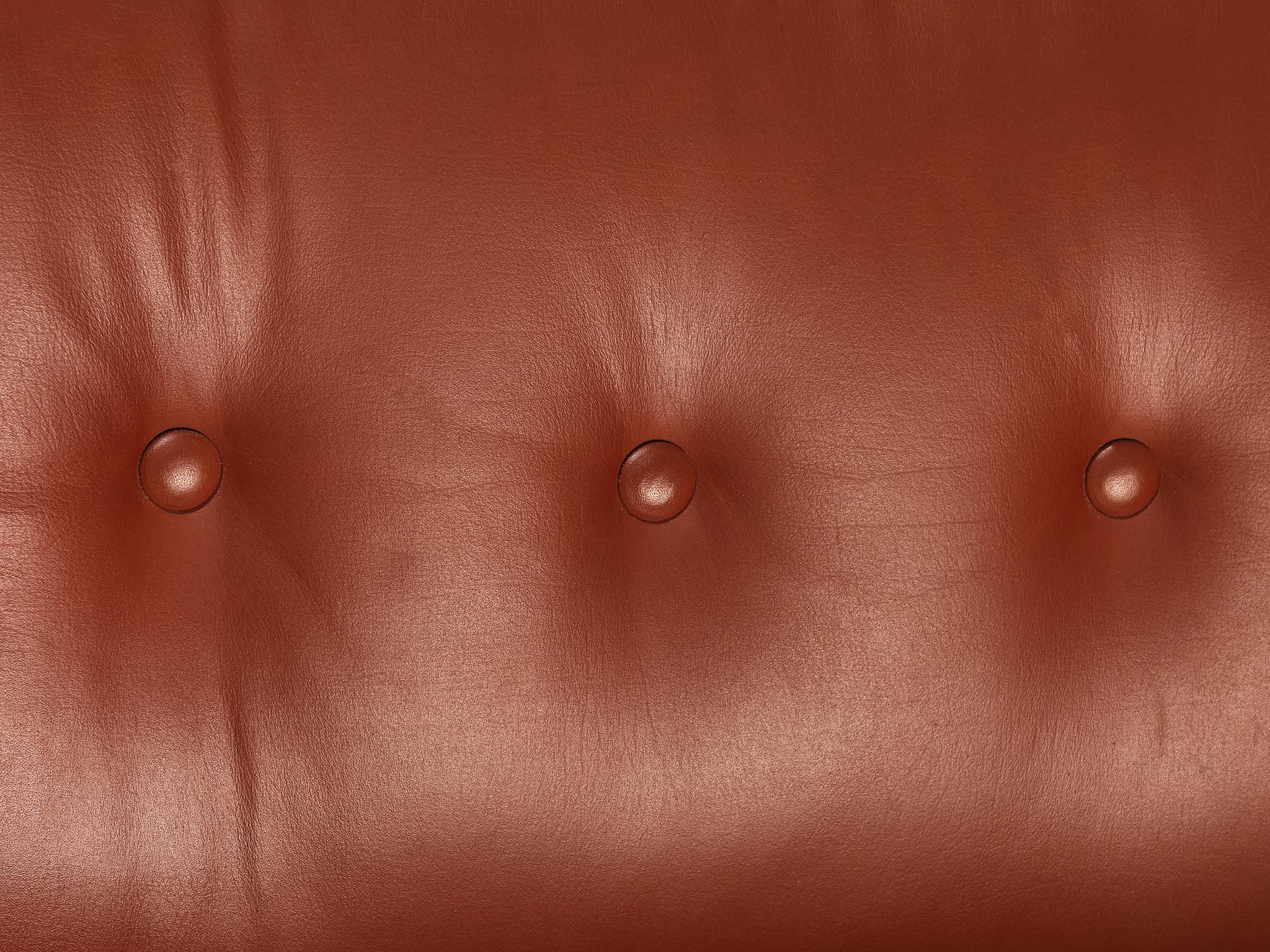Danish Banana Sofa in Cognac Brown Leather