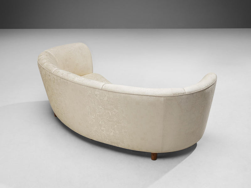 Danish Banana Sofa in Patterned Off White Upholstery
