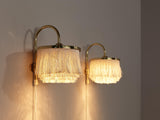Hans-Agne Jakobsson Pair of 'Fringe' Wall Lights in Brass and Silk