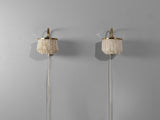Hans-Agne Jakobsson Pair of 'Fringe' Wall Lights in Brass and Silk