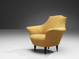 Elegant Set of Four Lounge Chairs in Yellow Velvet and Ash