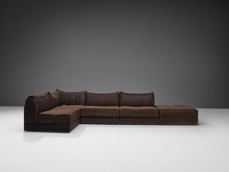 Modular Sofa in Brown Fabric