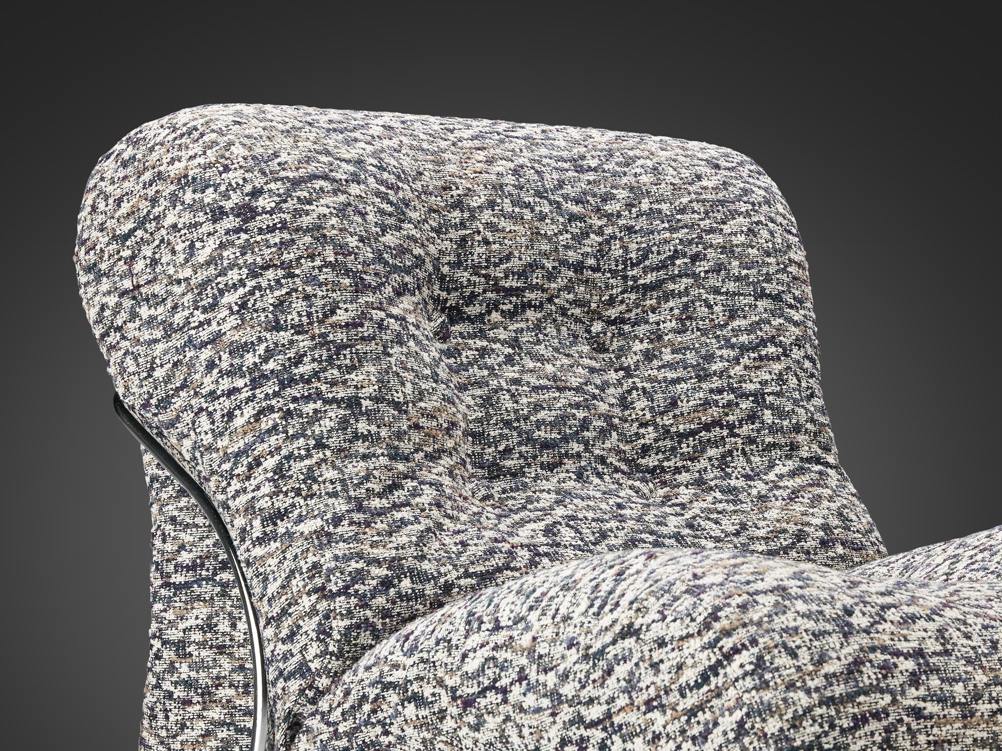 I.P.E. Pair of 'Corolla' Lounge Chairs in Patterned Upholstery