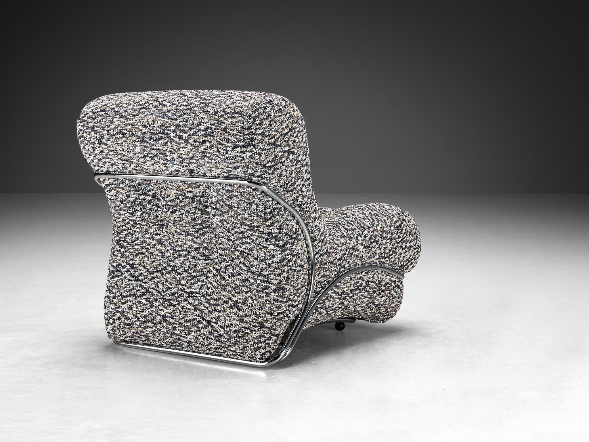 I.P.E. Pair of 'Corolla' Lounge Chairs in Patterned Upholstery