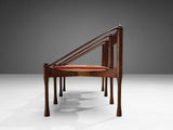 Giulio Moscatelli Bench in Teak and Red Upholstery