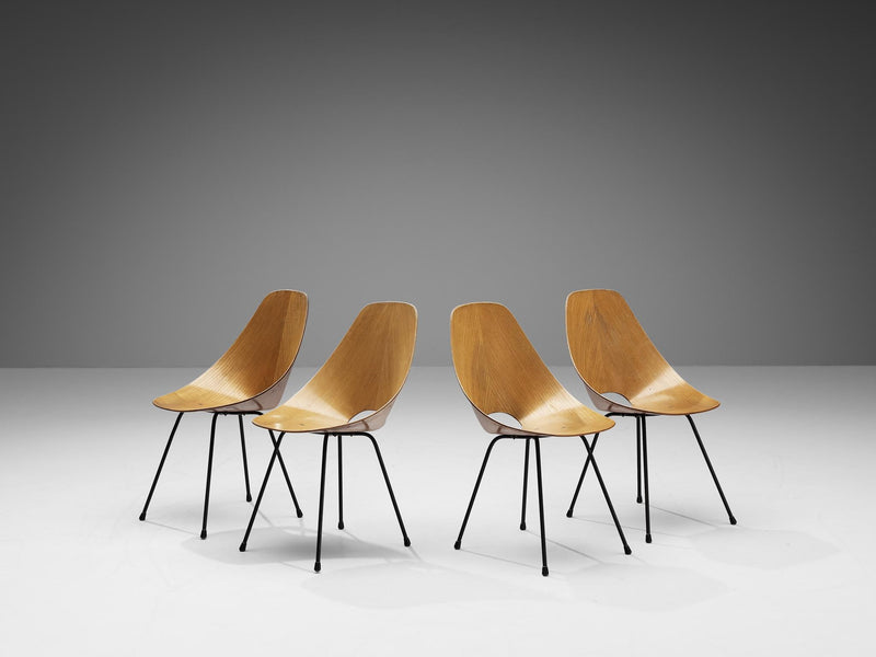 Vittorio Nobili Set of Four 'Medea' Dining Chairs in Ash