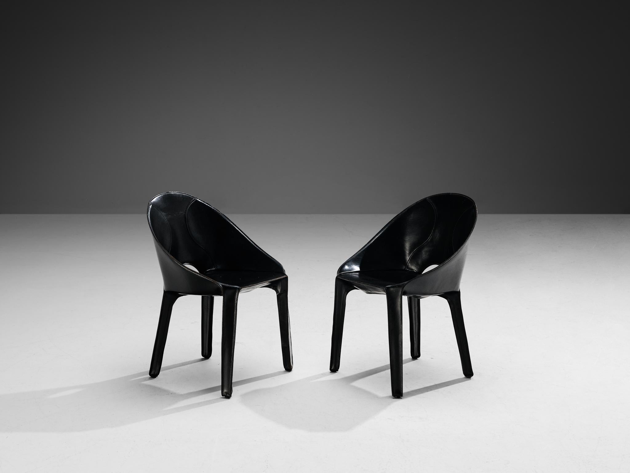 Mario Bellini for Cassina Set of Six Lira e Liuto Dining Chairs in Leather