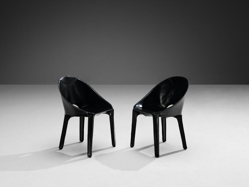Mario Bellini for Cassina Set of Six ‘Lira e Liuto’ Dining Chairs in Leather