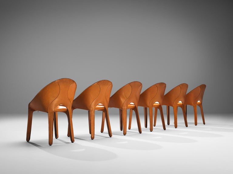 Mario Bellini Set of Six 'Lira E Liuto' Dining Chairs in Leather