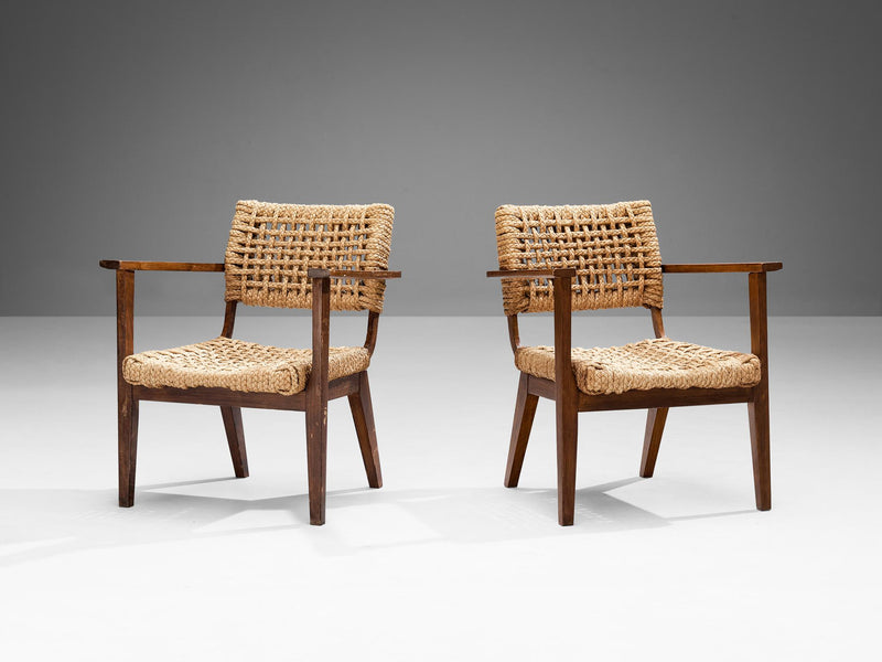 Adrian & Frida Minet for Vibo Pair of Armchairs in Wicker Straw