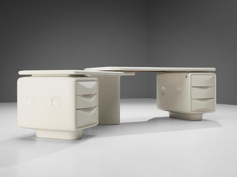 Ernest 'Igl' Hofmann Corner Desk in White Fiberglass