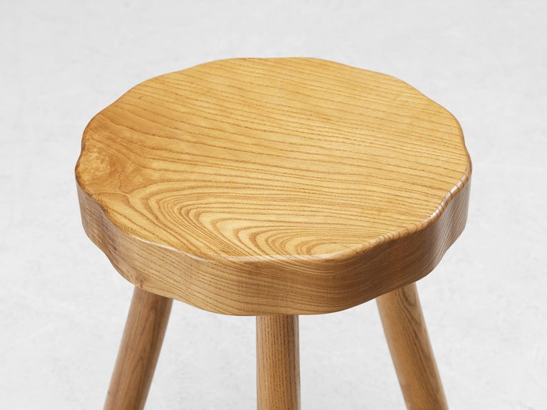French Stools in Elm with Organic Seat