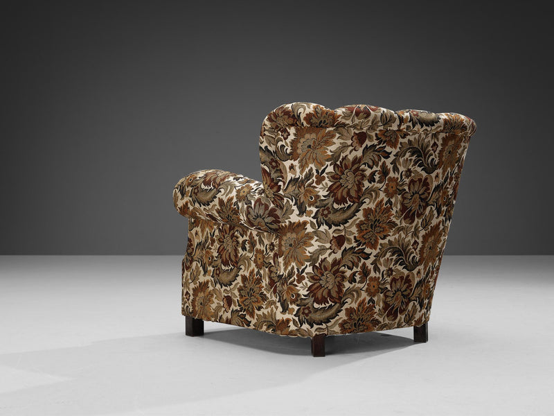 Art Deco Armchair in Original Floral Upholstery