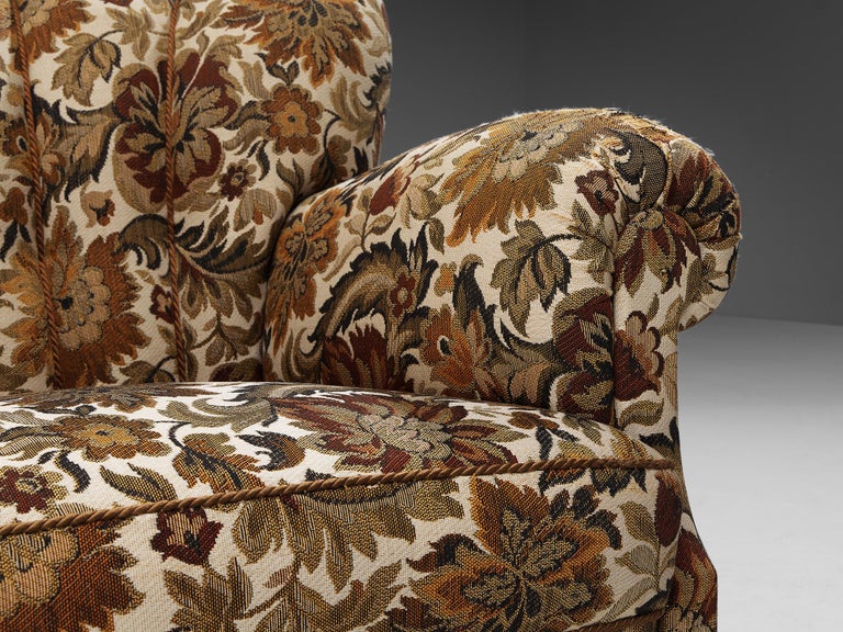 Art Deco Pair of Armchairs In Original Floral Fabric
