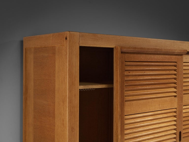 Guillerme & Chambron Highboard in Oak with Carved Doors