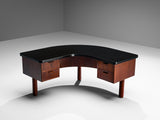 Rare Hos Wulff Free Standing Desk in Leather and Teak