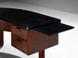 Rare Hos Wulff Free Standing Desk in Leather and Teak