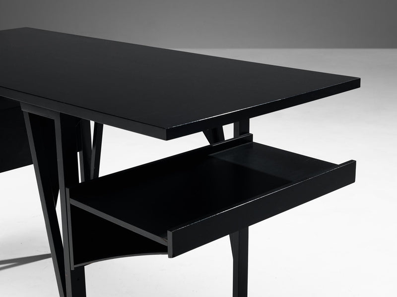 Achille Castiglioni & Paolo Ferrari Desk 'Quark' in Black Lacquered Wood