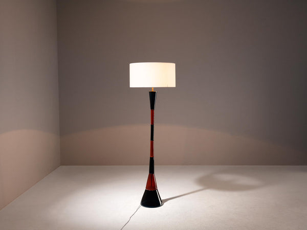 Fulvio Bianconi for Venini Floor Lamp in Red and Dark Blue Glass