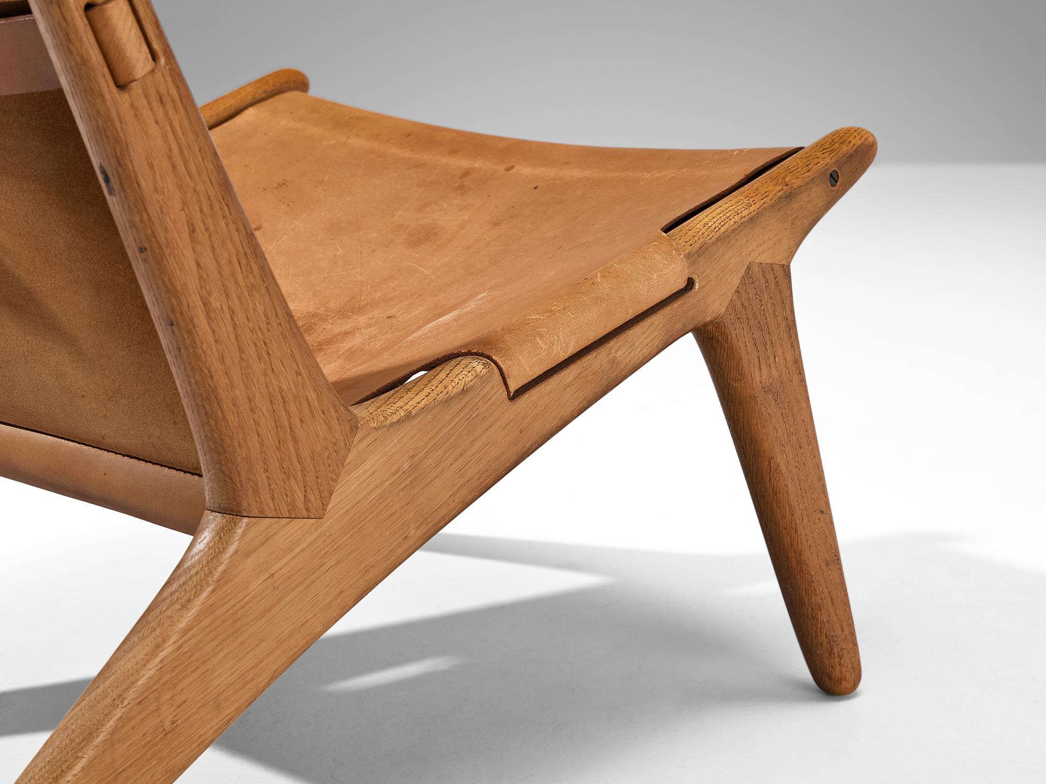 Uno & Östen Kristiansson for Luxus Pair of Hunting Chairs in Leather and Oak