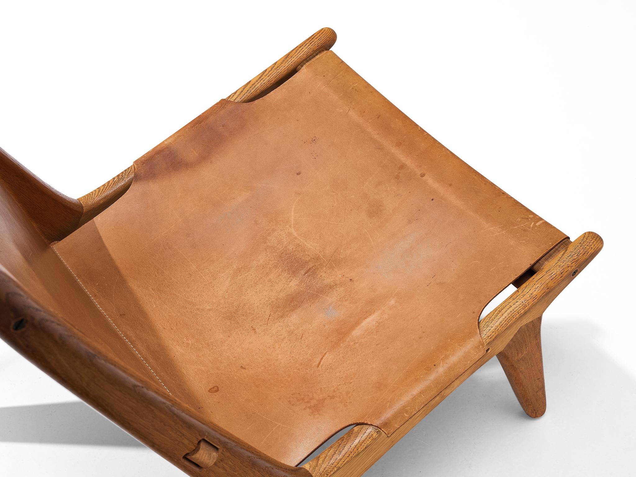 Uno & Östen Kristiansson for Luxus Pair of Hunting Chairs in Leather and Oak