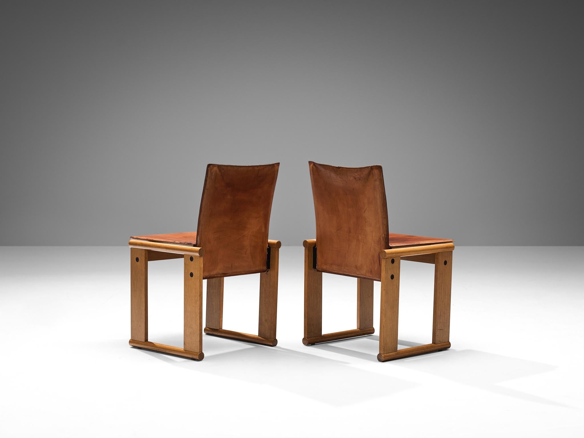 Afra & Tobia Scarpa for Molteni Set of Six 'Monk' Dining Chairs in Leather