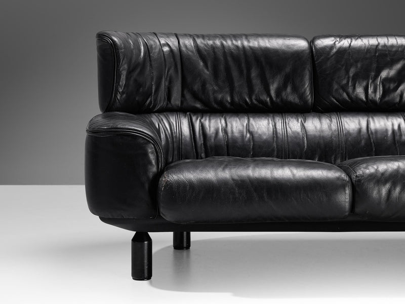 Gianfranco Frattini for Cassina 'Bull' Sofa in Black Leather