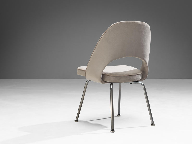 Knoll Eero Saarinen for Knoll Set of Six Chairs in Grey Velvet