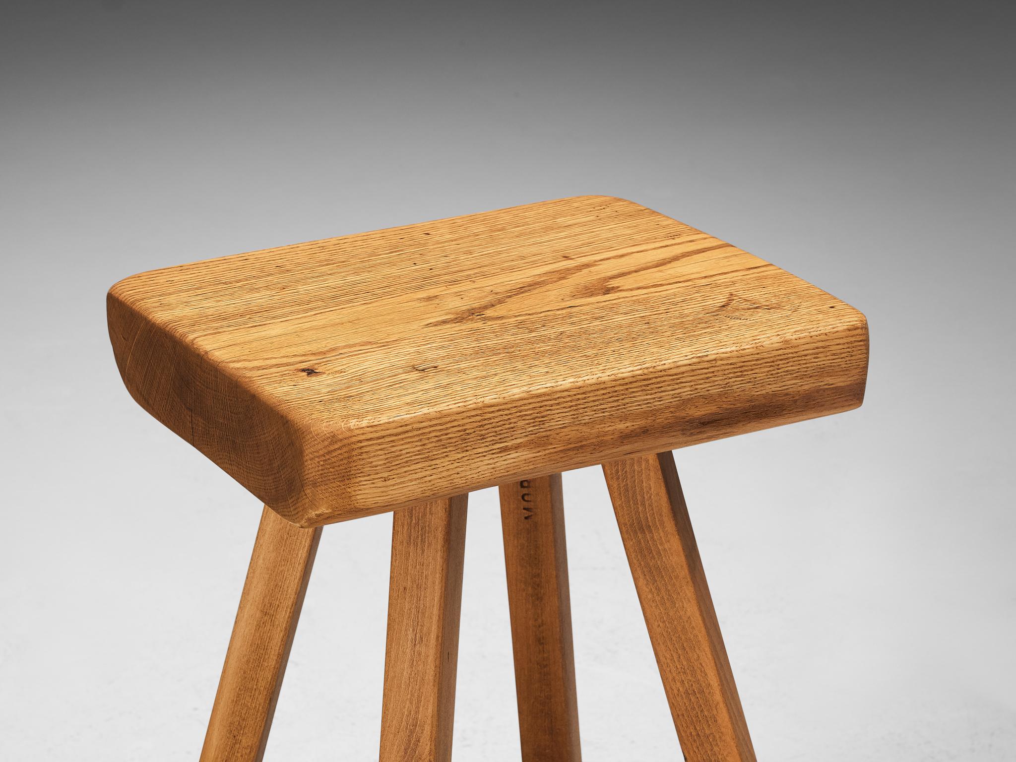 Mobichalet Brutalist Bar Stools in Blond Pine Wood and Iron