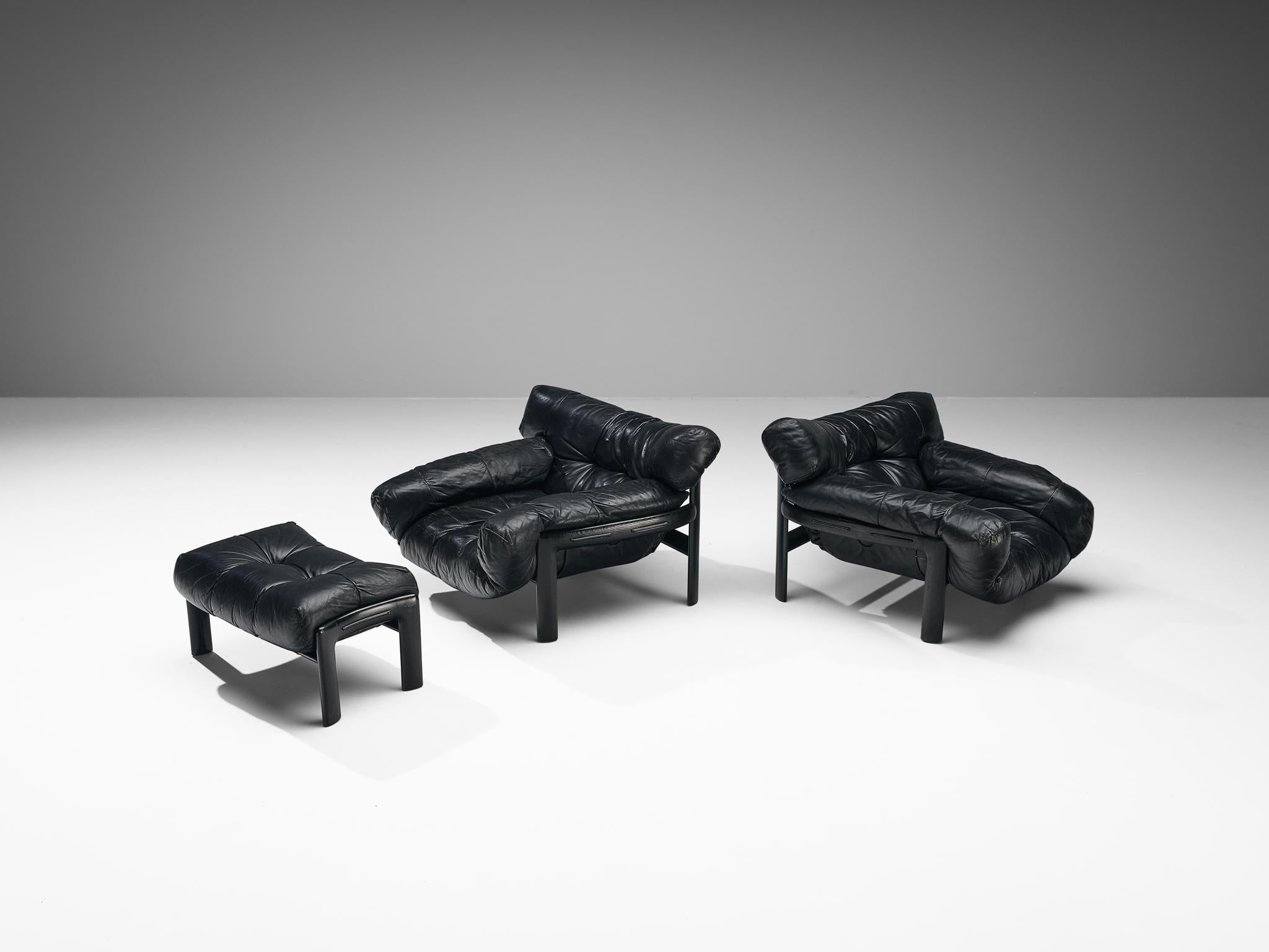 Angelo Mangiarotti & Chiara Pampo 'Légère' Lounge Chairs with Ottoman