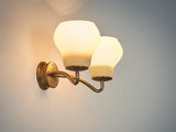 Wall Light with Brass Fixture and Opaline Shades