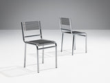 René Herbst Pair of 'Sandows' Dining Chairs in Steel and Cord