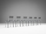 René Herbst Set of Six 'Sandows' Dining Chairs in Steel and Cord