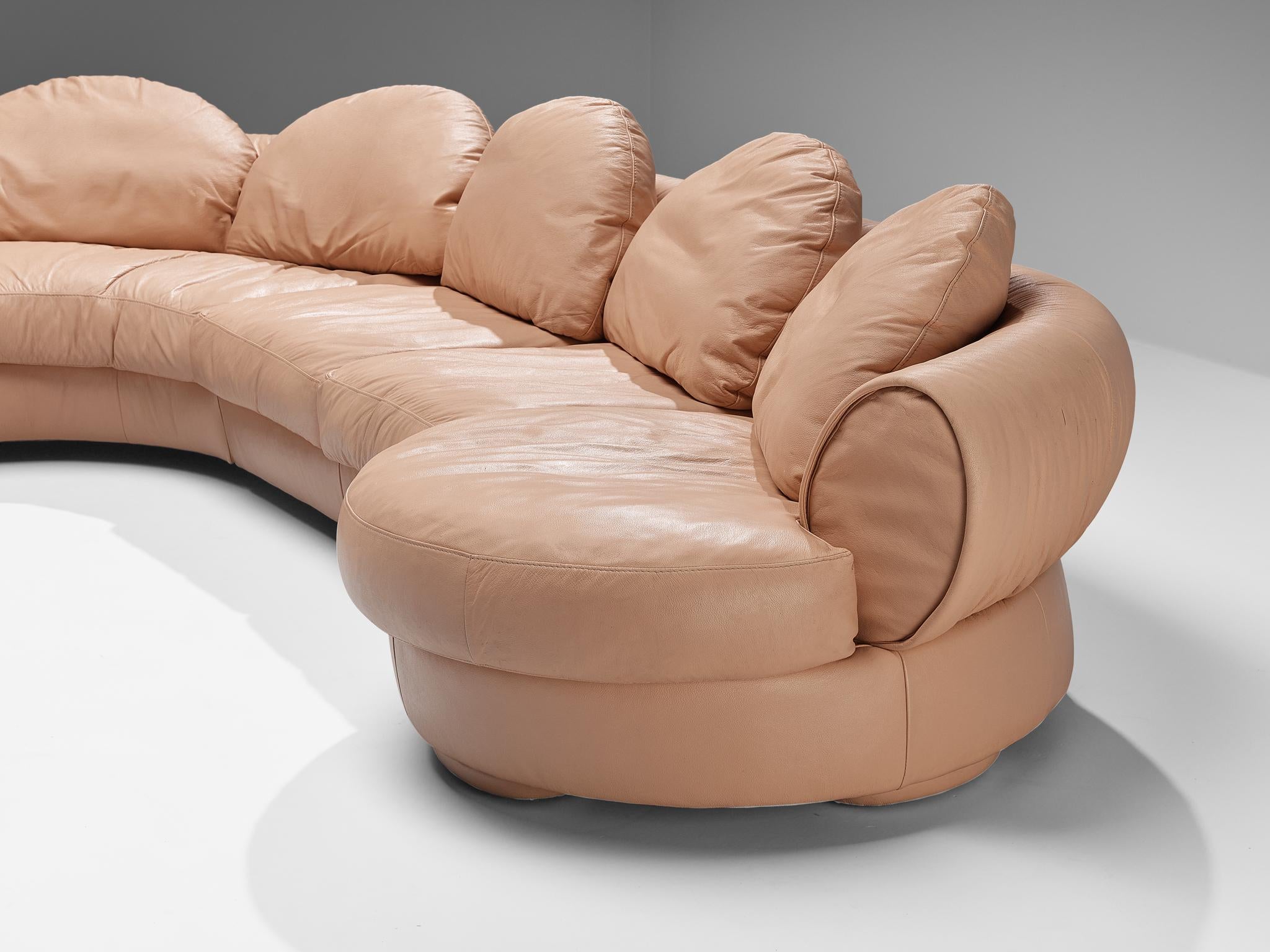 Wiener Werkstätte 'Attributed' Sectional Sofa in Pink Orange Leather