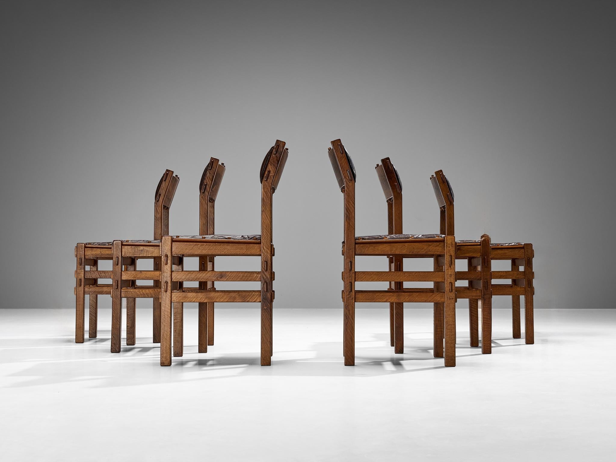 Giuseppe Rivadossi for Officina Rivadossi Set of Six Dining Chairs