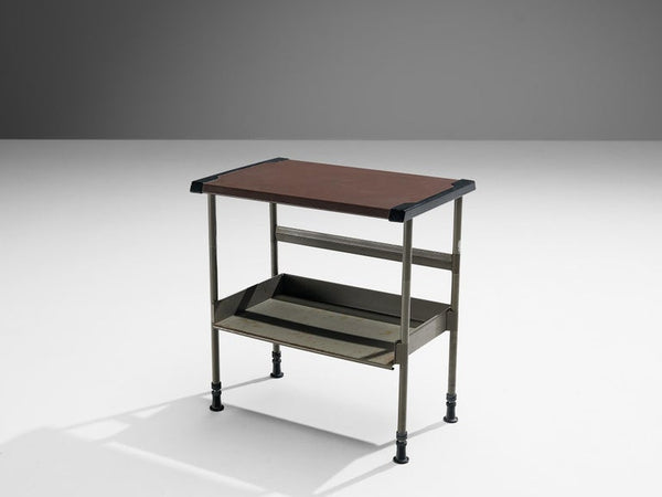 Studio BBPR for Olivetti Side Table in Grey Coated Steel with Brown Top