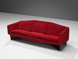 Pierre Guariche for Burov 'Monaco' Sofa in Red Velvet and Mahogany