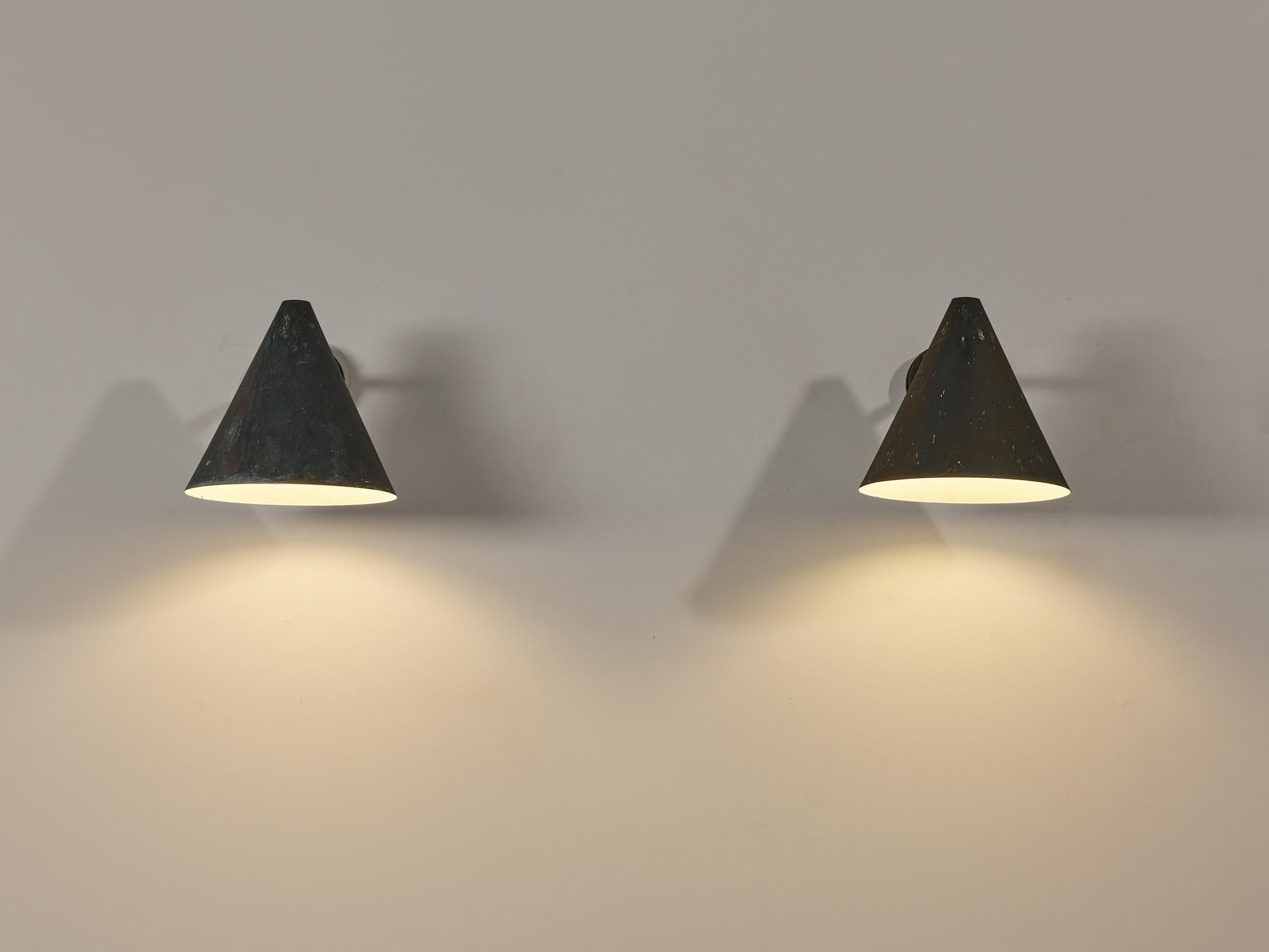 Hans-Agne Jakobsson 'Tratten' Wall Lights in Patinated Copper