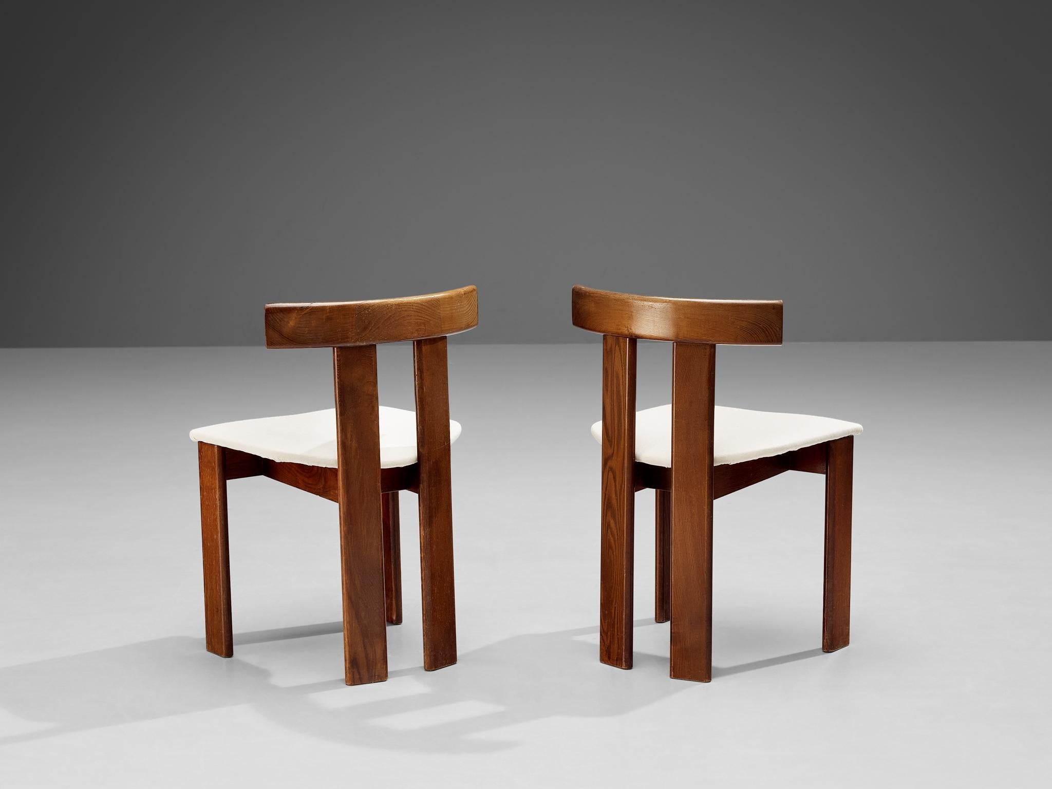 Luigi Vaghi for Former Set of Six Dining Chairs in Ash and White Upholstery