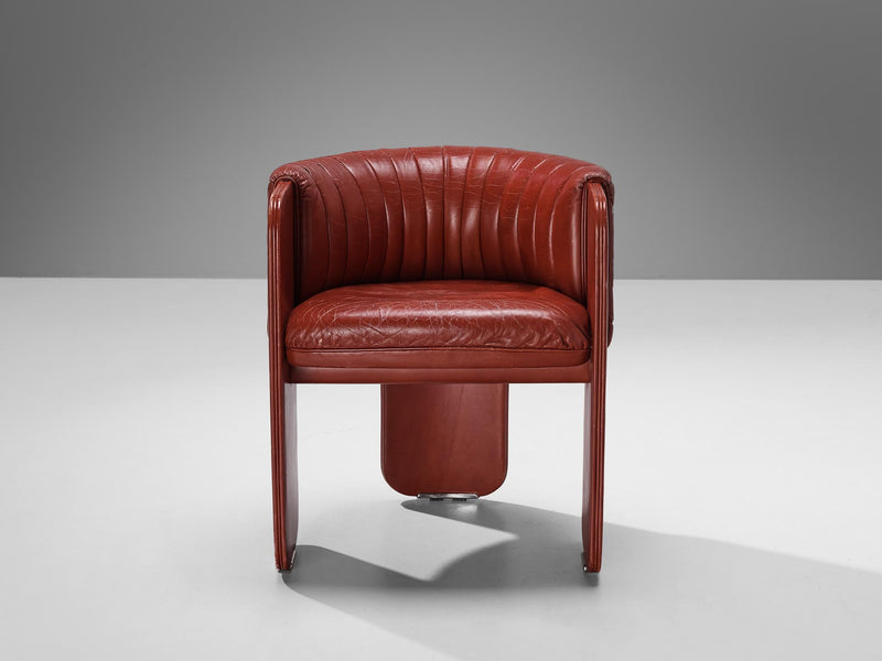 Luigi Massoni for Poltrona Frau Pair of ‘Dinette’ Armchairs in Red Leather