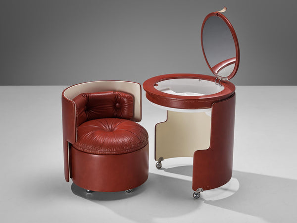 Luigi Massoni ‘Dilly Dally’ Vanity Set With Table and Chair in Red Leatherette