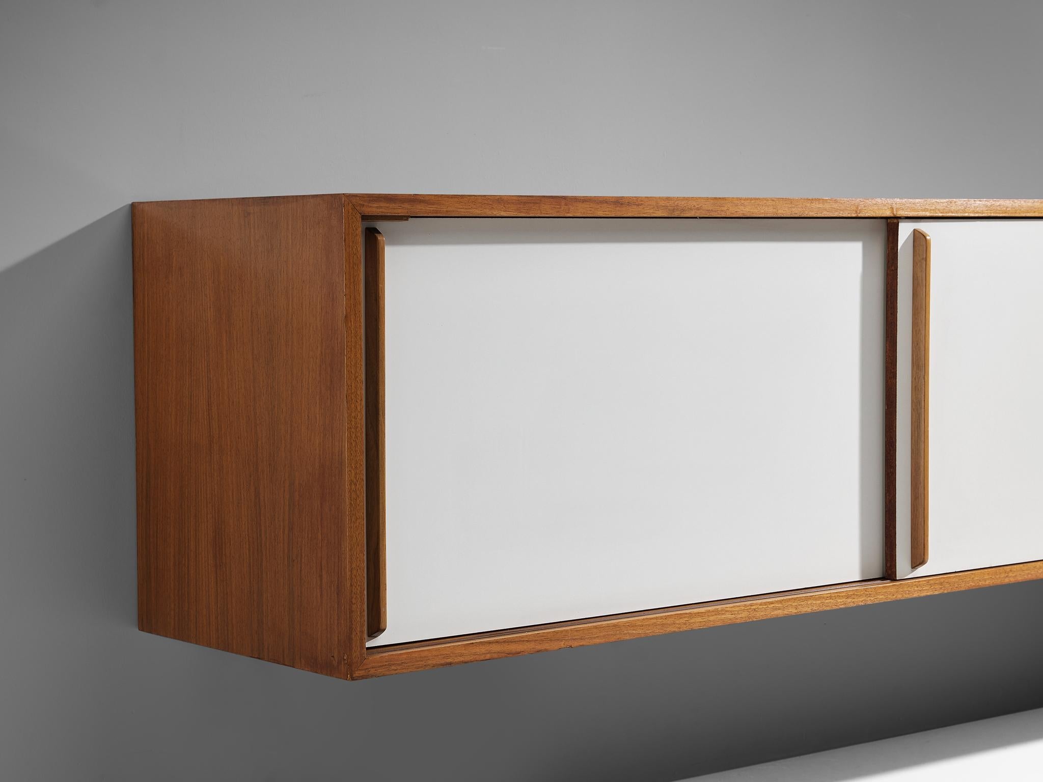 Elegant Mounted Sideboard in Teak and Lacquered Wood