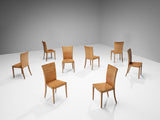 Italian Set of Eight Dining Chairs in Braided Brown Leather