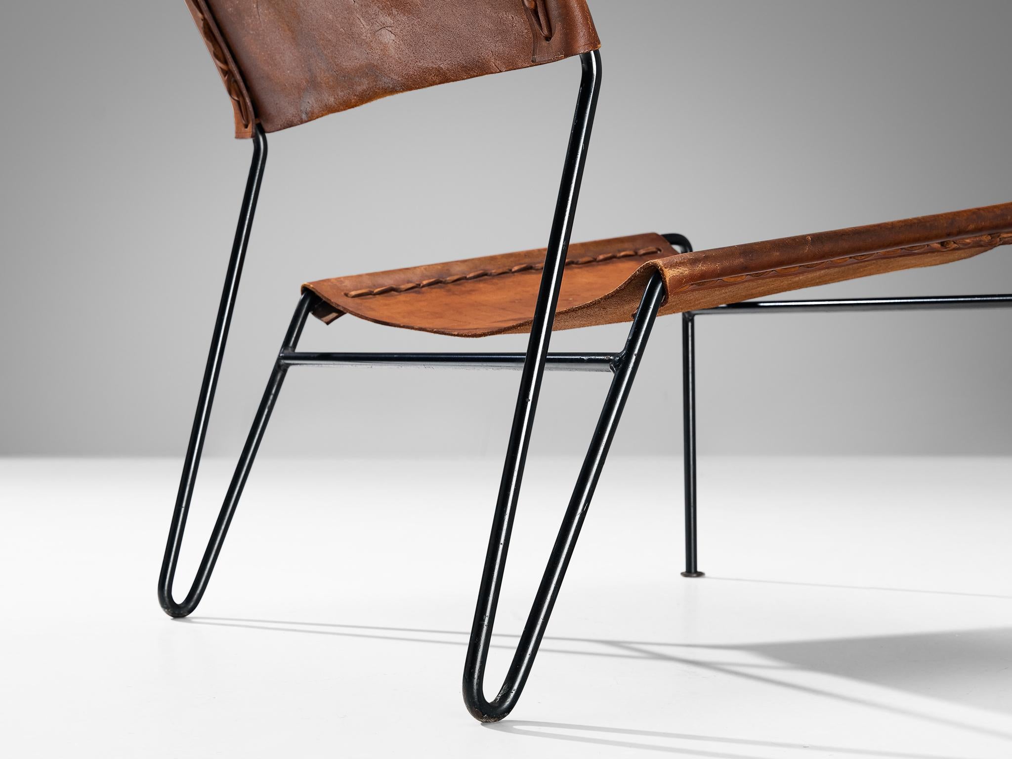 A. Dolleman for Metz & Co Modernist Easy Chair in Cognac Leather