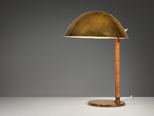 Paavo Tynell for Taito Oy '9209' Table Lamp in Brass and Cane