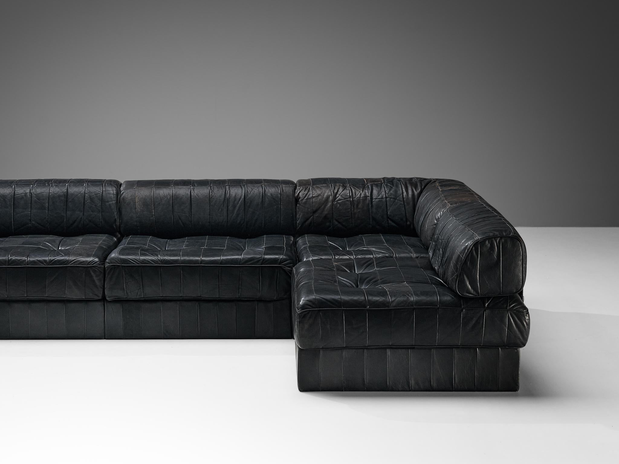 De Sede ‘DS-88’ Modular Sofa in Black Leather