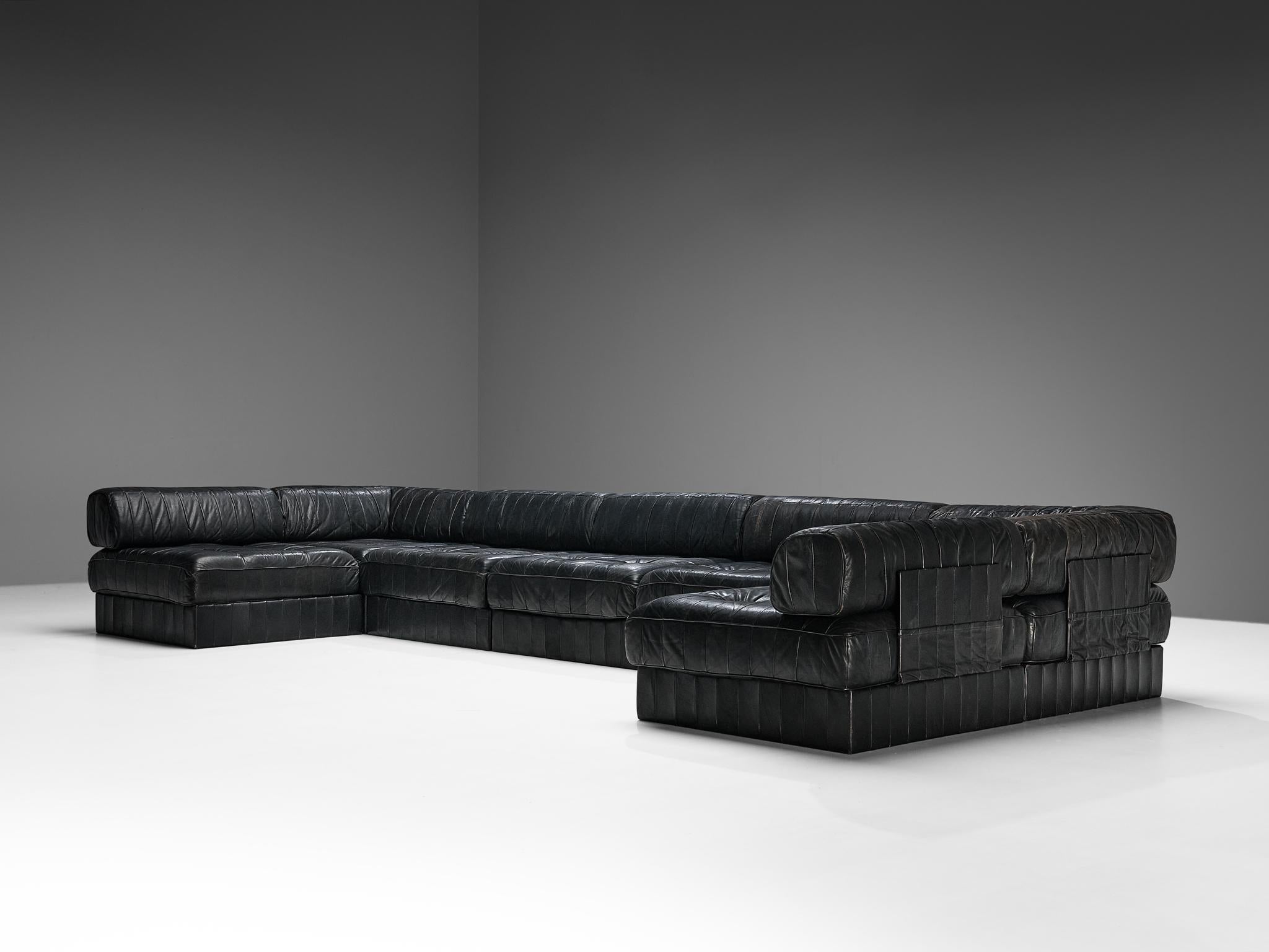 De Sede ‘DS-88’ Modular Sofa in Black Leather